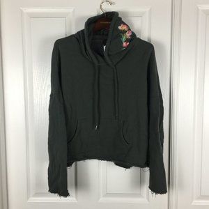 Betsey Johnson Medium Raw Edge Embroidered Hoodie